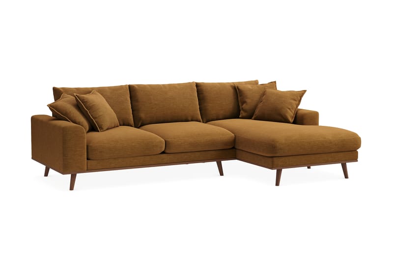 Copenhagen Premium 4-sits Högervänd L-formad Djup Divansoffa i Tyg - Senapsgul - Möbler - Soffa - Divansoffor & schäslongsoffa