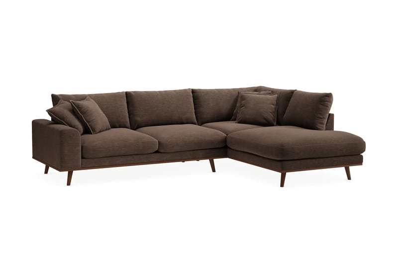 Copenhagen Premium 4-sits Högervänd L-formad Djup Schäslongsoffa i Tyg - Brun - Möbler - Soffa - Divansoffor & schäslongsoffa