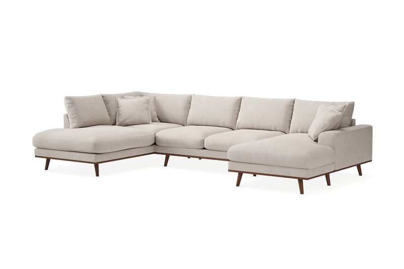 Copenhagen Premium 5-sits Vänstervänd U-formad Djup Soffa med Divan och Schäslong i Tyg - Beige - Möbler - Soffa - U-soffa