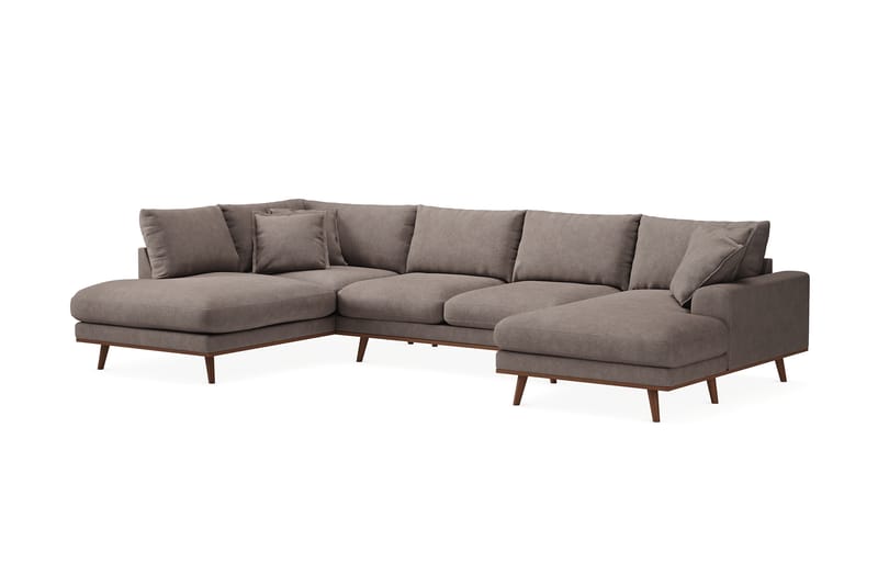 Copenhagen Premium 5-sits Vänstervänd U-formad Djup Soffa med Divan och Schäslong i Tyg - Brun - Möbler - Soffa - U-soffa