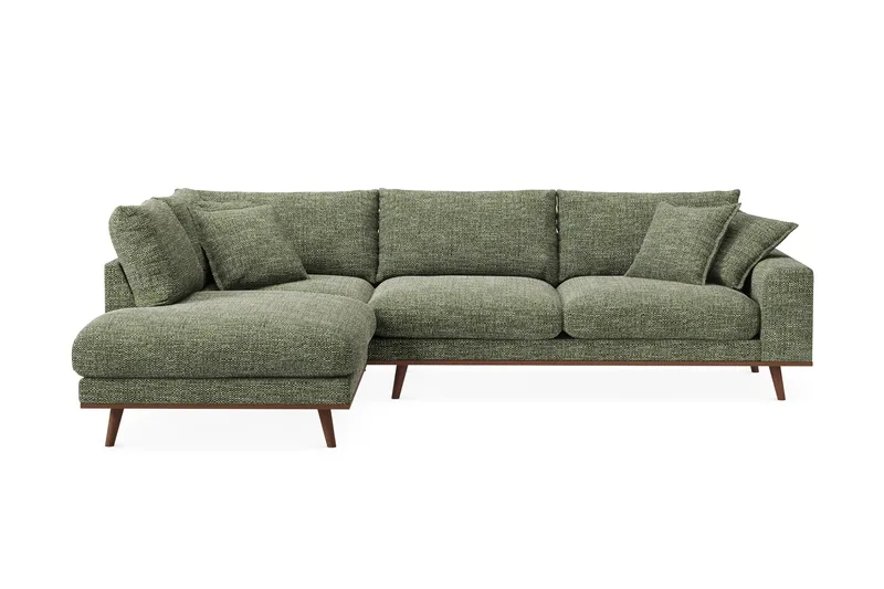 Copenhagen Premium 4-sits Vänstervänd L-formad Djup Schäslongsoffa i Chenille - Grön - Möbler - Soffa - Divansoffor & schäslongsoffa