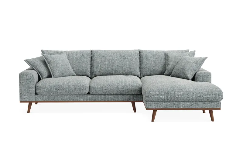 Copenhagen Premium 4-sits Högervänd L-formad Djup Divansoffa i Chenille - Grå/Blå - Möbler - Soffa - Divansoffor & schäslongsoffa