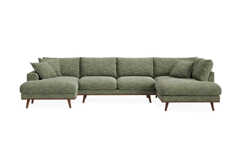 Copenhagen Premium 5-sits Högervänd U-formad Djup Soffa med Divan och Schäslong i Chenille - Grön - Möbler - Soffa - U-soffa