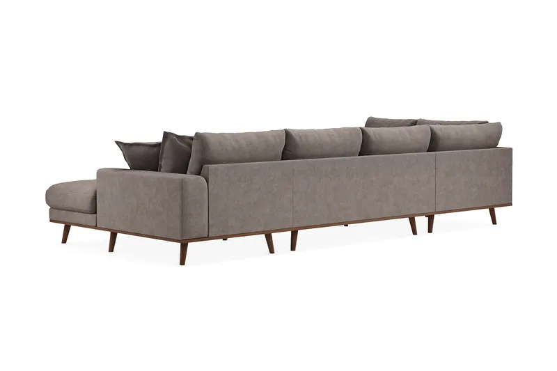 Copenhagen Premium 5-sits Vänstervänd U-formad Djup Soffa med Divan och Schäslong i Tyg - Brun - Möbler - Soffa - U-soffa