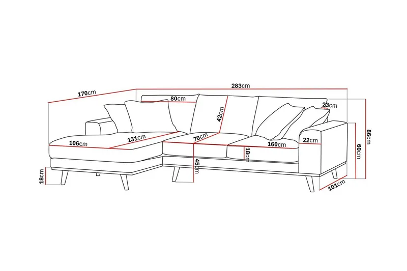 Copenhagen Premium 4-sits Vänstervänd L-formad Djup Divansoffa i Chenille - Ljusbeige - Möbler - Soffa - Divansoffor & schäslongsoffa