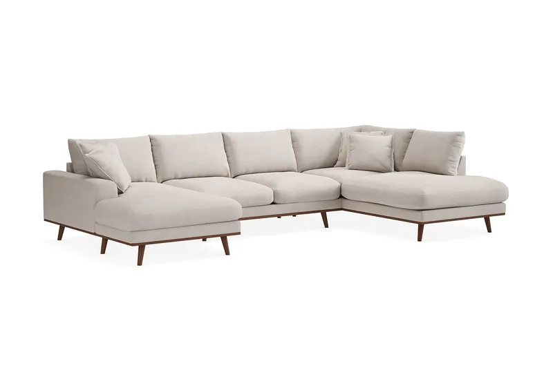 Copenhagen Premium 5-sits Högervänd U-formad Djup Soffa med Divan och Schäslong i Tyg - Beige - Möbler - Soffa - U-soffa