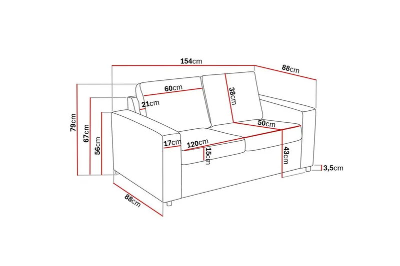 Crazy 2-sits Tygsoffa - Antracit - Möbler - Soffa - 2 sits soffa