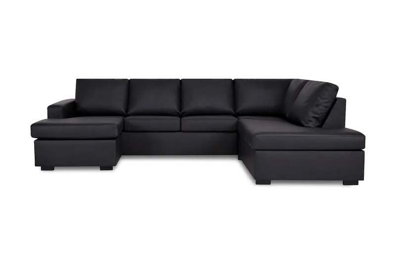 Crazy 4-sits Högervänd U-formad Large Soffa med Divan och Schäslong i Konstläder - Svart - Möbler - Soffa - Skinnsoffor