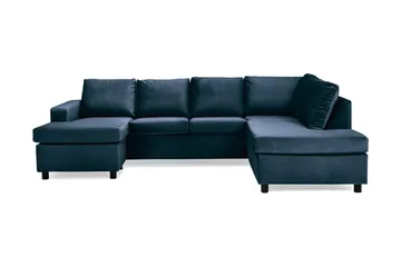 Crazy 4-sits Högervänd U-formad Large Soffa med Divan och Schäslong i Sammet - Blå - Möbler - Soffa - U-soffa
