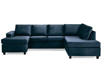 Crazy 4-sits Högervänd U-formad Large Soffa med Divan och Schäslong i Sammet - Blå - Möbler - Soffa - U-soffa