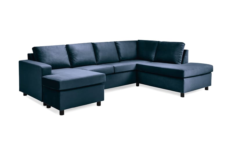 Crazy 4-sits Högervänd U-formad Large Soffa med Divan och Schäslong i Sammet - Blå - Möbler - Soffa - U-soffa