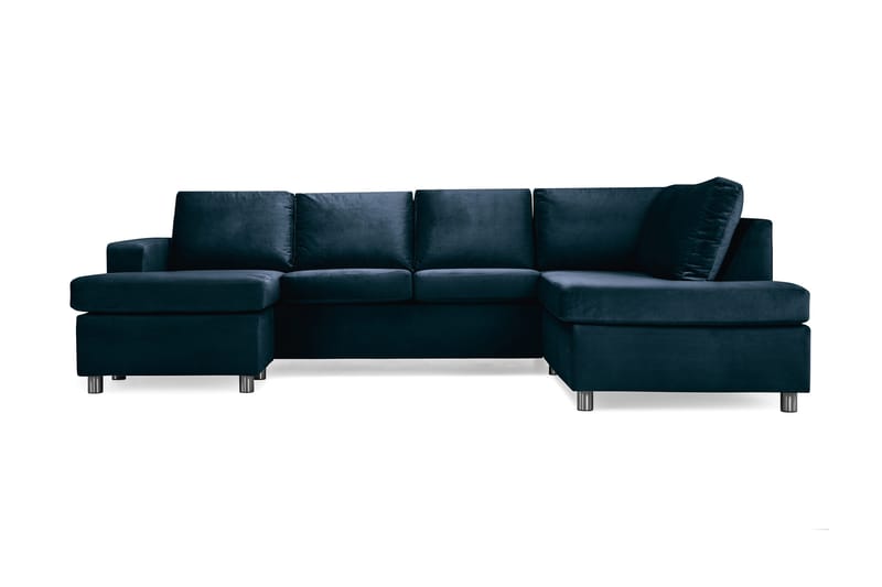 Crazy 4-sits Högervänd U-formad Large Soffa med Divan och Schäslong i Sammet - Blå - Möbler - Soffa - U-soffa