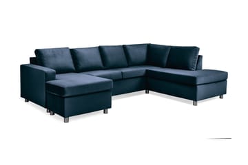Crazy 4-sits Högervänd U-formad Large Soffa med Divan och Schäslong i Sammet - Blå - Möbler - Soffa - U-soffa