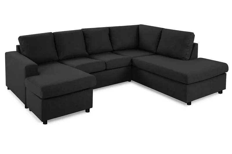 Crazy 4-sits Högervänd U-formad Large Soffa med Divan och Schäslong i Tyg - Antracit - Möbler - Soffa - U-soffa