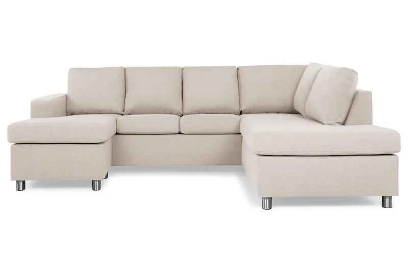 Crazy 4-sits Högervänd U-formad Small Soffa med Divan och Schäslong i Tyg - Beige - Möbler - Soffa - U-soffa