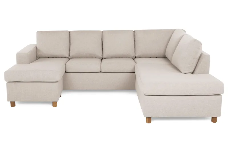 Crazy 4-sits Högervänd U-formad Small Soffa med Divan och Schäslong i Tyg - Beige - Möbler - Soffa - U-soffa