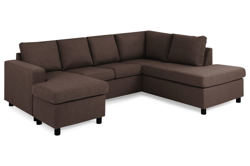 Crazy 4-sits Högervänd U-formad Small Soffa med Divan och Schäslong i Tyg - Brun - Möbler - Soffa - U-soffa