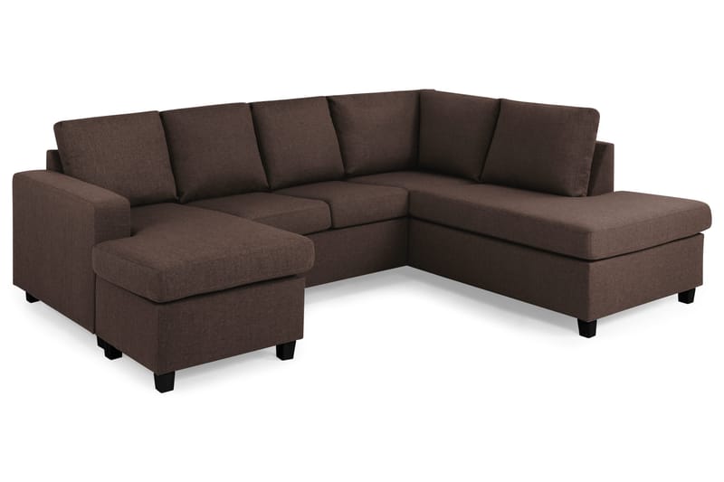 Crazy 4-sits Högervänd U-formad Small Soffa med Divan och Schäslong i Tyg - Brun - Möbler - Soffa - U-soffa
