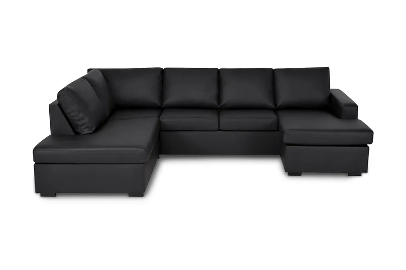Crazy 4-sits Vänstervänd U-formad Large Soffa med Divan och Schäslong i Konstläder, Svart