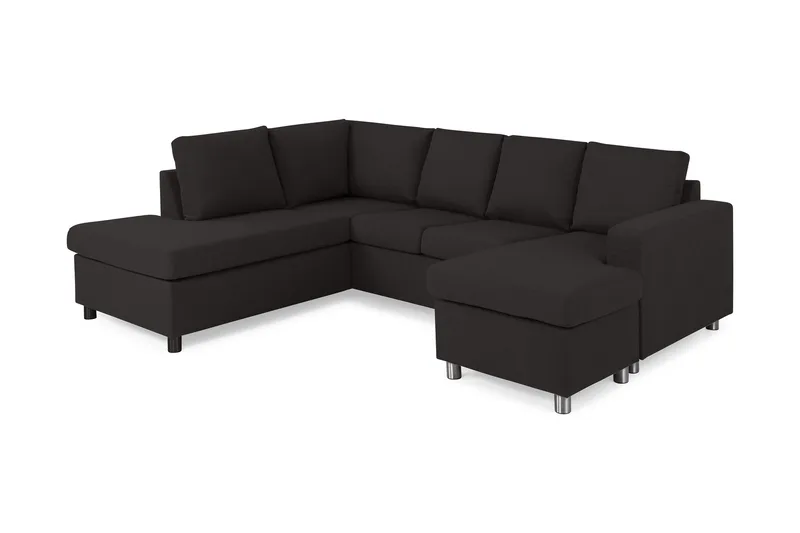 Crazy 4-sits Vänstervänd U-formad Large Soffa med Divan och Schäslong i Tyg - Antracit - Möbler - Soffa - U-soffa