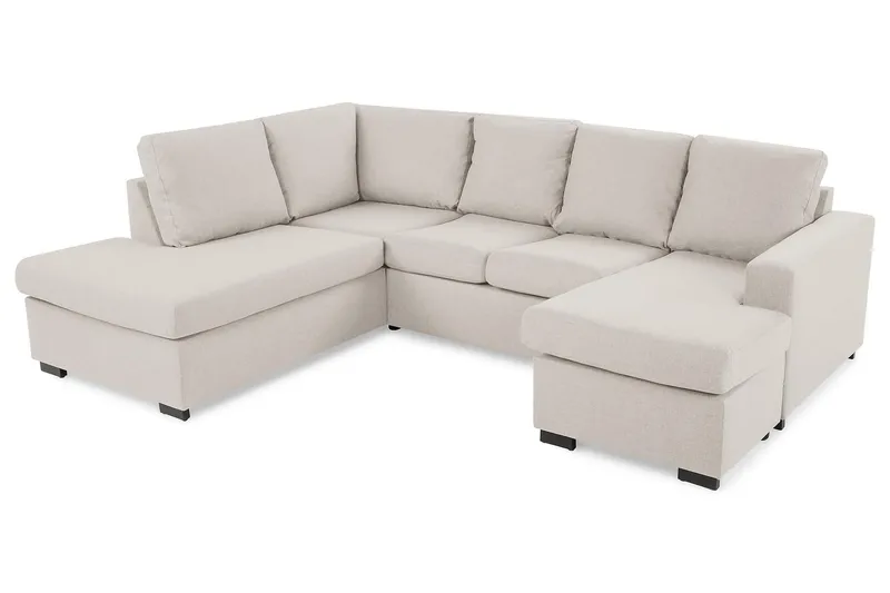 Crazy 4-sits Vänstervänd U-formad Large Soffa med Divan och Schäslong i Tyg - Beige - Möbler - Soffa - U-soffa