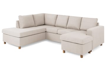 Crazy 4-sits Vänstervänd U-formad Large Soffa med Divan och Schäslong i Tyg - Beige - Möbler - Soffa - U-soffa
