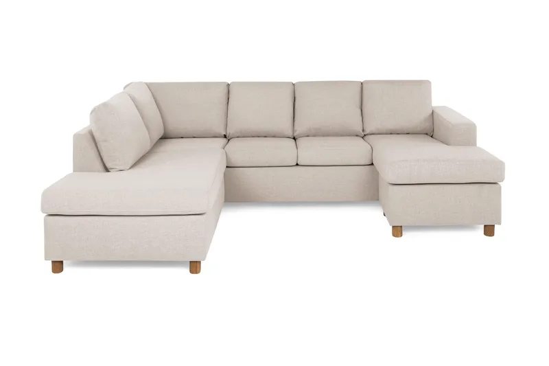 Crazy 4-sits Vänstervänd U-formad Large Soffa med Divan och Sch äslong i Tyg, Beige