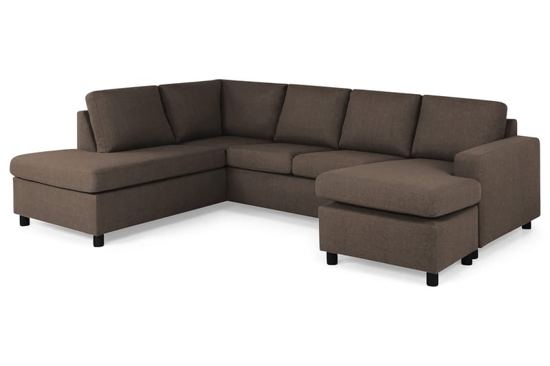 Crazy 4-sits Vänstervänd U-formad Large Soffa med Divan och Schäslong i Tyg - Brun - Möbler - Soffa - U-soffa