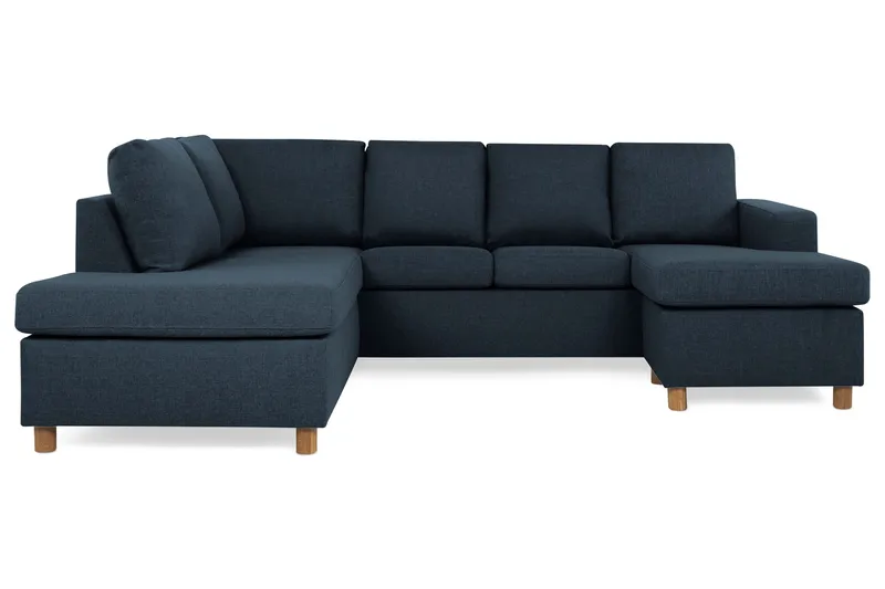 Crazy 4-sits Vänstervänd U-formad Large Soffa med Divan och Schäslong i Tyg, Mörkblå