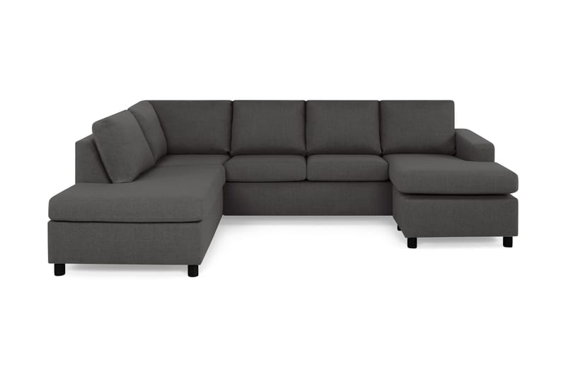 Crazy 4-sits Vänstervänd U-formad Large Soffa med Divan och Schäslong i Tyg, Mörkgrå