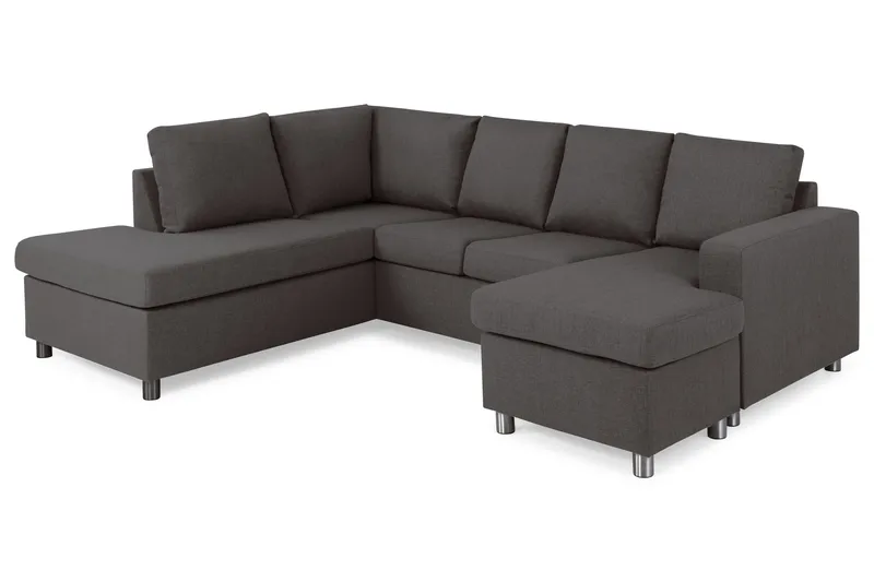 Crazy 4-sits Vänstervänd U-formad Small Soffa med Divan och Schäslong i Tyg - Mörkgrå - Möbler - Soffa - U-soffa