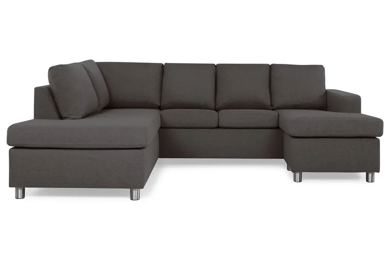 Crazy 4-sits Vänstervänd U-formad Small Soffa med Divan och Schäslong i Tyg, Mörkgrå