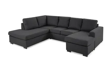 Crazy 4-sits Vänstervänd U-formad Small Soffa med Divan och Schäslong i Tyg - Mörkgrå - Möbler - Soffa - U-soffa