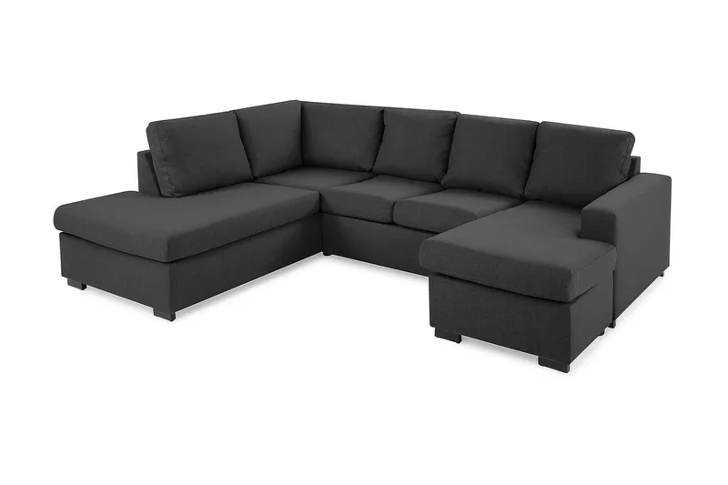 Crazy 4-sits Vänstervänd U-formad Small Soffa med Divan och Schäslong i Tyg - Mörkgrå - Möbler - Soffa - U-soffa