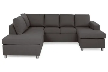 Crazy 4-sits Vänstervänd U-formad Small Soffa med Divan och Schäslong i Tyg - Mörkgrå - Möbler - Soffa - U-soffa