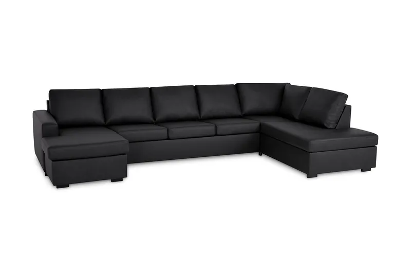 Crazy 5-sits Högervänd U-formad X-Large Soffa med Divan och Schäslong i Konstläder - Svart - Möbler - Soffa - Skinnsoffor