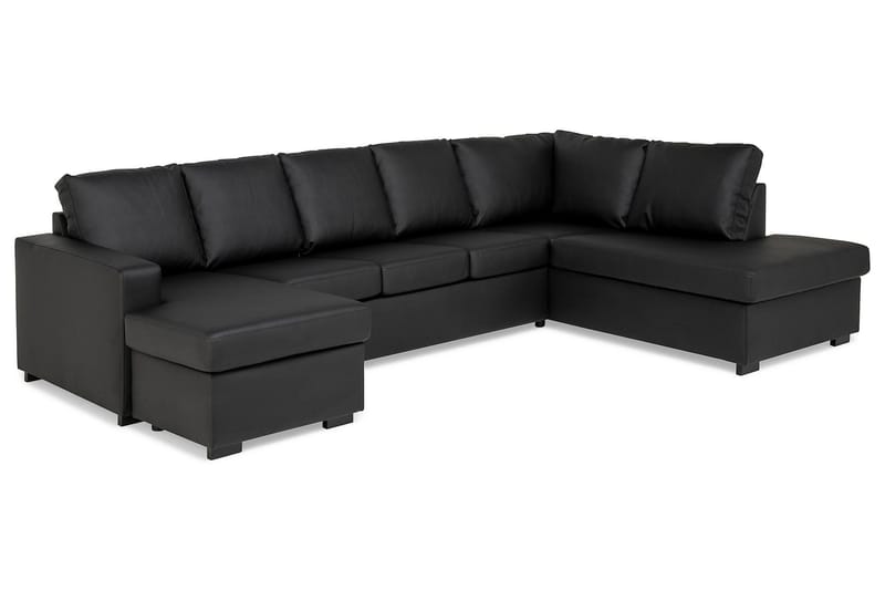 Crazy 5-sits Högervänd U-formad X-Large Soffa med Divan och Schäslong i Konstläder - Svart - Möbler - Soffa - Skinnsoffor