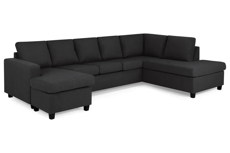 Crazy 5-sits Högervänd U-formad X-Large Soffa med Divan och Schäslong i Tyg - Antracit - Möbler - Soffa - U-soffa