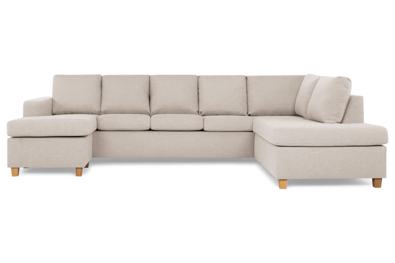 Crazy 5-sits Högervänd U-formad X-Large Soffa med Divan och Schäslong i Tyg - Beige - Möbler - Soffa - U-soffa