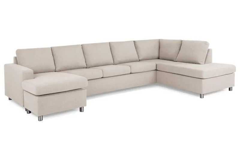 Crazy 5-sits Högervänd U-formad X-Large Soffa med Divan och Schäslong i Tyg - Beige - Möbler - Soffa - U-soffa