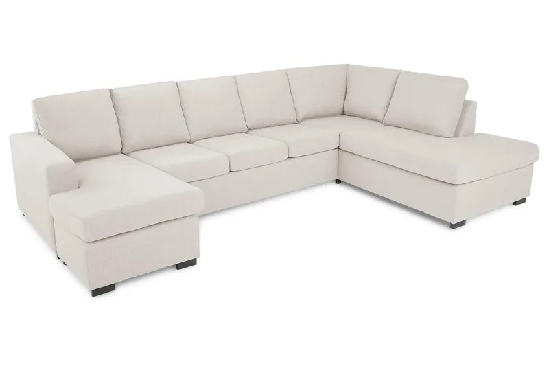 Crazy 5-sits Högervänd U-formad X-Large Soffa med Divan och Schäslong i Tyg - Beige - Möbler - Soffa - U-soffa