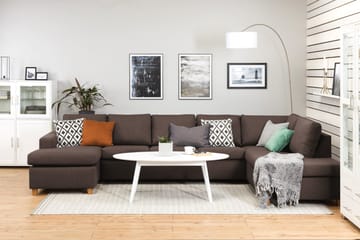Crazy 5-sits Högervänd U-formad X-Large Soffa med Divan och Schäslong i Tyg - Brun - Möbler - Soffa - U-soffa