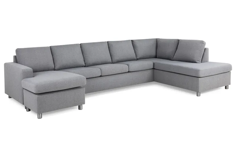 Crazy 5-sits Högervänd U-formad X-Large Soffa med Divan och Schäslong i Tyg - Grå - Möbler - Soffa - U-soffa