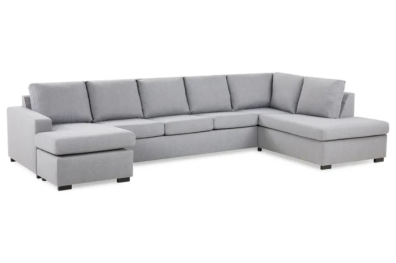 Crazy 5-sits Högervänd U-formad X-Large Soffa med Divan och Schäslong i Tyg - Grå - Möbler - Soffa - U-soffa