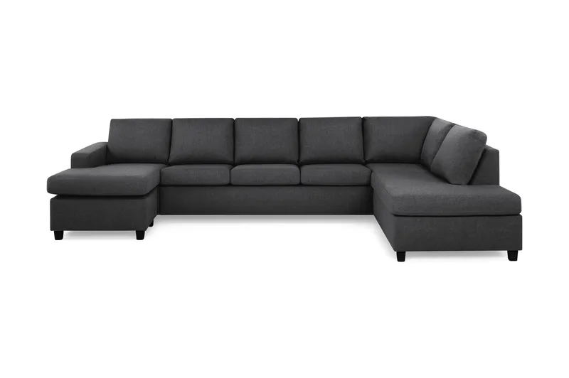 Crazy 5-sits Högervänd U-formad X-Large Soffa med Divan och Schäslong i Tyg, Mörkgrå