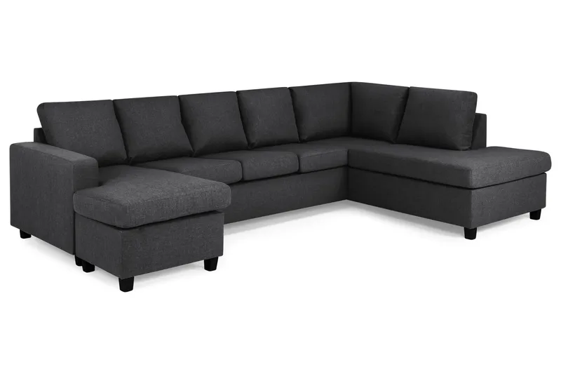 Crazy 5-sits Högervänd U-formad X-Large Soffa med Divan och Schäslong i Tyg - Mörkgrå - Möbler - Soffa - U-soffa