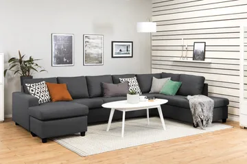 Crazy 5-sits Högervänd U-formad X-Large Soffa med Divan och Schäslong i Tyg - Mörkgrå - Möbler - Soffa - U-soffa