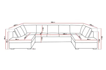 Crazy 5-sits U-formad Soffa med dubbelschäslong i Konstläder - Svart - Möbler - Soffa - Skinnsoffor