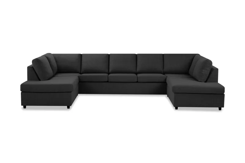 Crazy 5-sits U-formad Soffa med dubbelschäslong i Tyg - Antracit - Möbler - Soffa - U-soffa