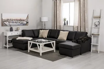 Crazy 5-sits Vänstervänd U-formad Soffa med Divan och Schäslong i Konstläder - Svart - Möbler - Soffa - Skinnsoffor